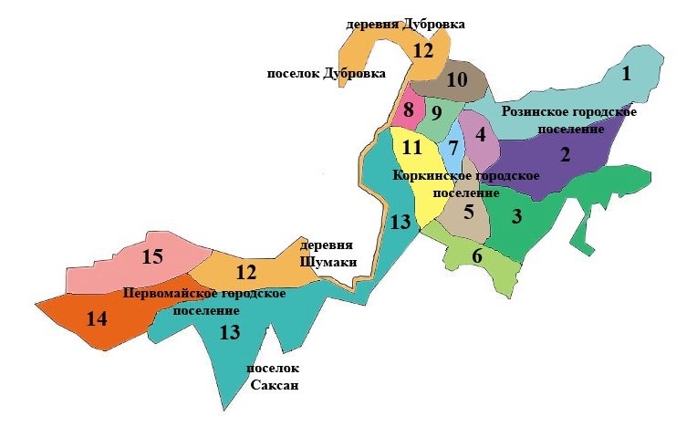 Графическая схема избирательных округов Коркинского района Челябинской области